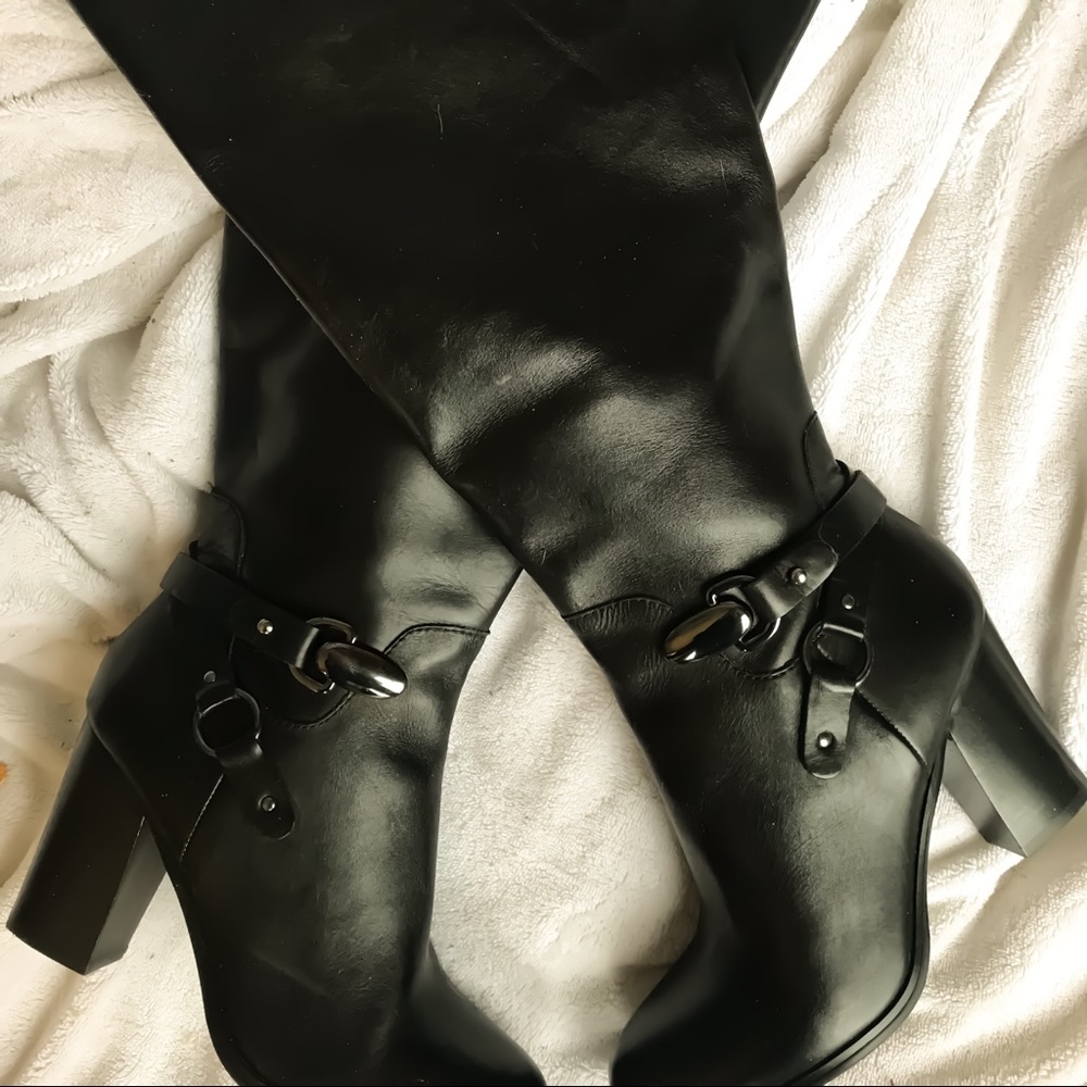 NWOT Black Leather Tahari Boots (wide calf)